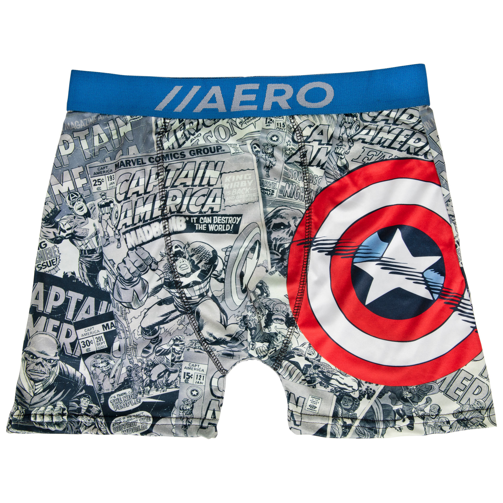 Marvel Captain America Shield and Comic Aero Boxer Briefs Underwear